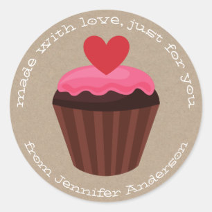 Pink Red Sweet Treat Cupcake Valentines Day Classic Round Sticker