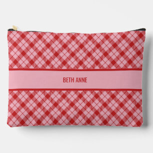 Pink + Red Tartan Large Accessory Pouch