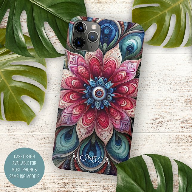 Pink Red Teal Blue Aqua Green Paisley Art Pattern Case-Mate iPhone Case (Creator Uploaded)