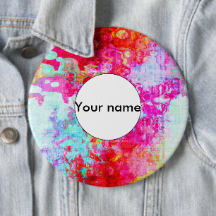 Pink red texture 6 cm round badge