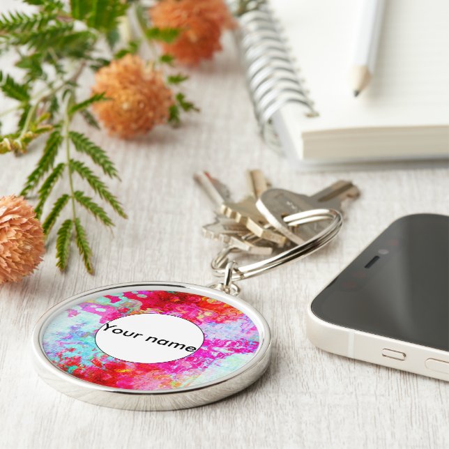 Pink red texture key ring (Side)