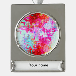 Pink red texture silver plated banner ornament