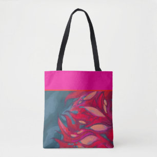 Pink, red tote bag
