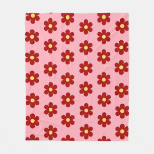 Pink Red Tropical Floral Botanical Spring Summer  Fleece Blanket