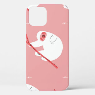 Pink Red Tropical Sloth Vintage iPhone 12 Case