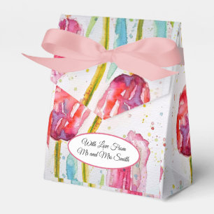 Pink Red Tulip and Bee Watercolor Painting Wedding Favour Box