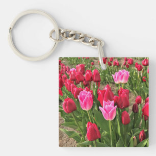 Pink & Red Tulips Key Ring