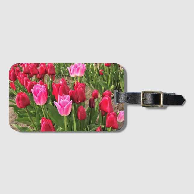 Pink & Red Tulips Luggage Tag (Front Horizontal)