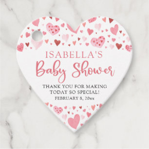 Pink Red Valentine A Little Sweetheart Baby Shower Favour Tags