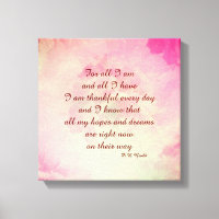 Pink  Red vintage Inspirational words canvas