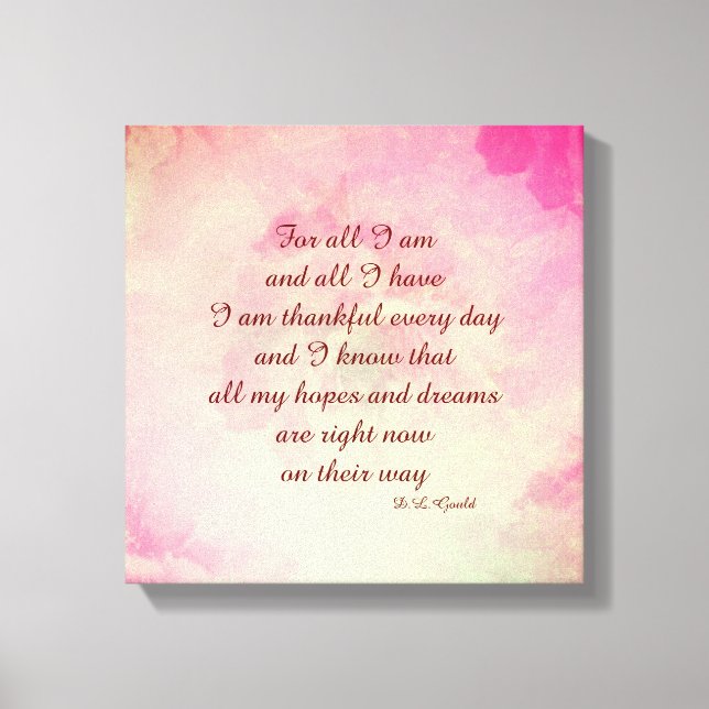 Pink  Red vintage Inspirational words canvas Print (Front)