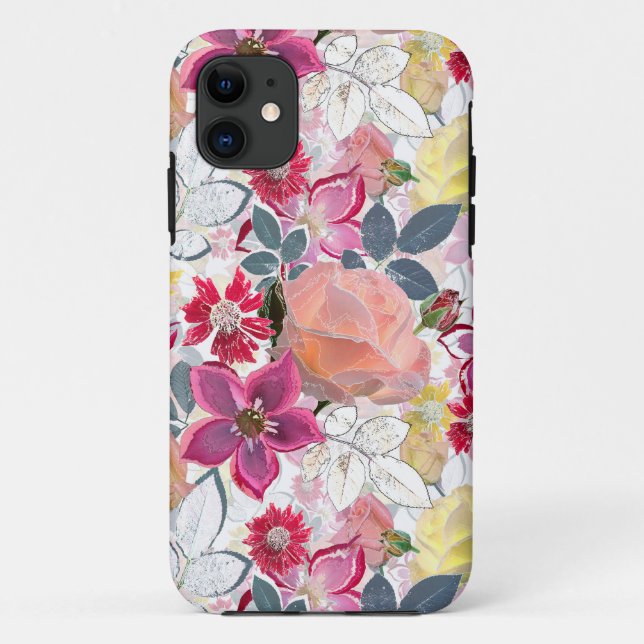 Pink, red watercolor flowers.  Case-Mate iPhone case (Back)
