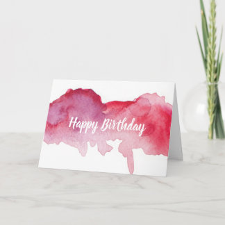 Pink/Red Watercolor Happy Birthday Greeting Card