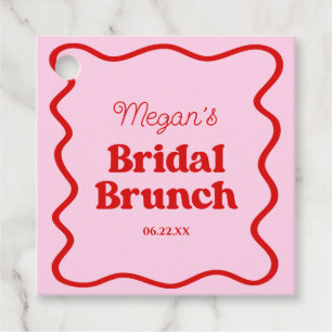 Pink Red Wavy Border Bridal Shower Brunch Favour Tags