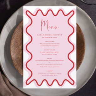 Pink Red Wavy Border menu card