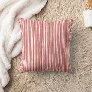 Pink Red White Cane Stripes Christmas Cushion