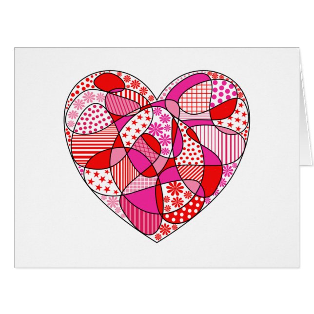 Pink/Red/White Heart Any Occasion Card (Front Horizontal)