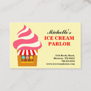 Pink Red White Ice Cream House Yellow Business Card