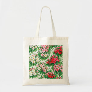 Pink Red & White Oleander Floral Botanical Pattern Tote Bag
