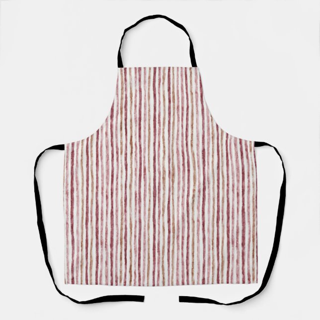 Pink Red White Stripes Christmas Apron (Front)