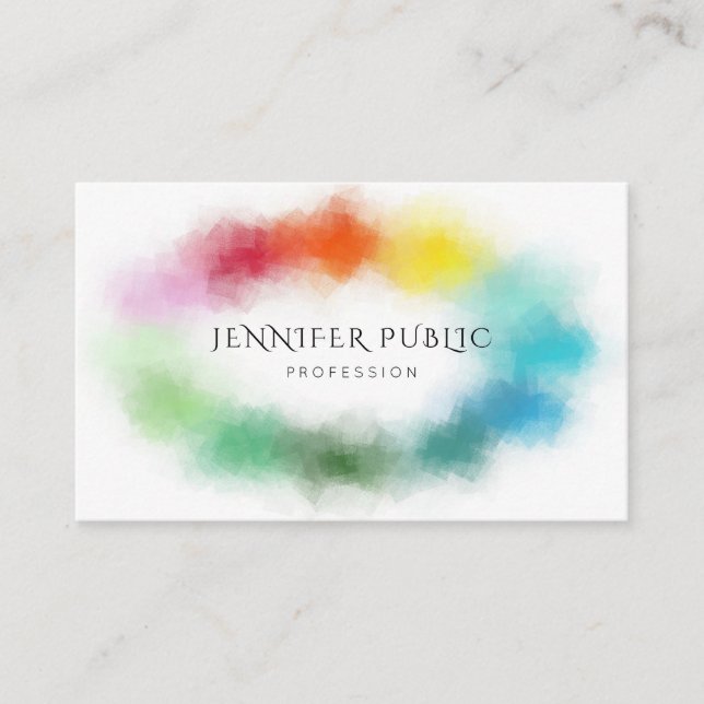 Pink Red Yellow Blue Green Purple White Colours Business Card (Front)