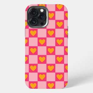 Pink Red Yellow Heart Love Chequered Y2K Pattern iPhone 13 Pro Max Case