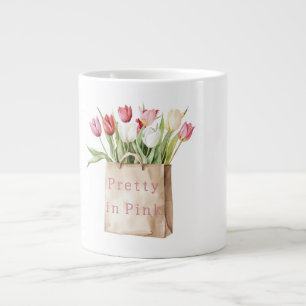 Pink Red Yellow White Tulip Flowers in Bag Large Coffee Mug