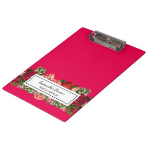 Pink Reddish Vintage Floral Blush Clipboard