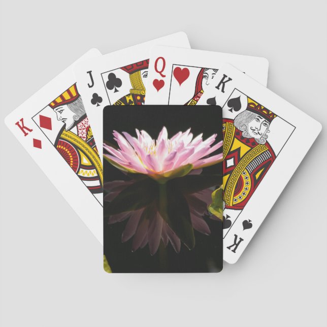 Pink Reflection Lotus Waterlily Playing Cards (Back)