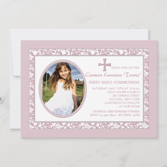 Pink Reflection Photo Invitation (Front)