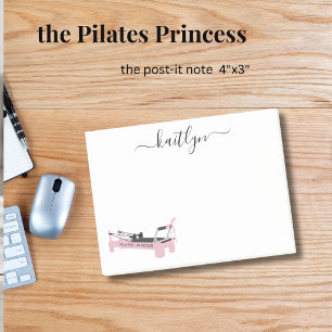 Pink Reformer Personalised Pilates Princess Name Post-it Notes