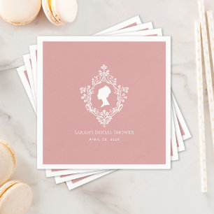 Pink Regency Lady Crest Dusty Rose Bridal Shower Napkin