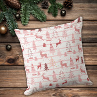 Pink Reindeer Snowflakes and Christmas Trees