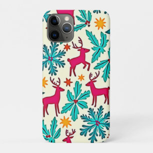 Pink Reindeer Teal Tree Pattern Design Case-Mate iPhone Case