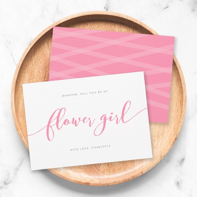 Pink Relax Script Will You Be My Flower Girl Invitation (Creator Uploaded)