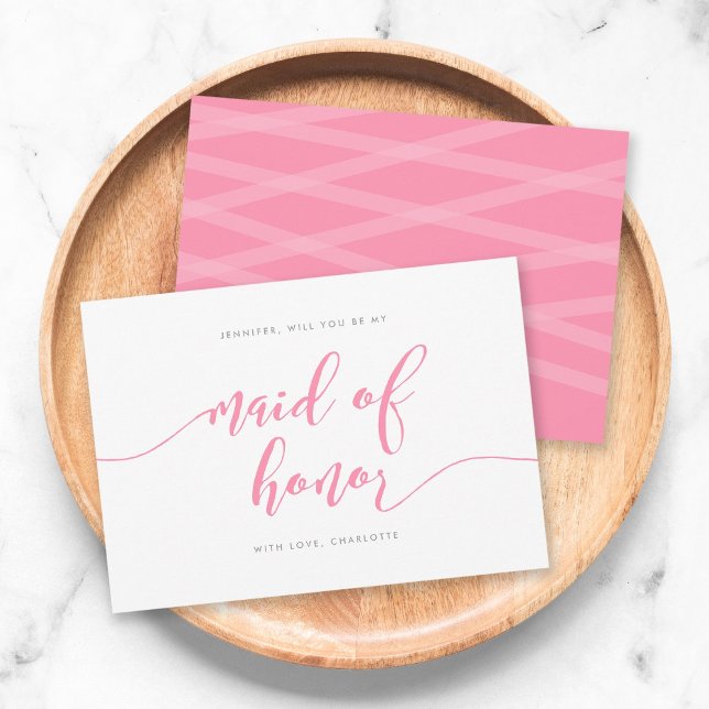 Pink Relax Script Will You Be My Maid of Honour Invitation (Creator Uploaded)