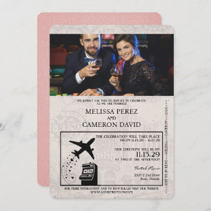 Pink Reno Passport Wedding Invitation
