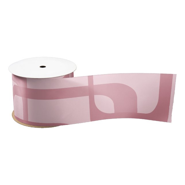 Pink Retro 60's 70's Abstract Pattern Satin Ribbon (Spool)