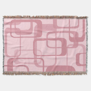 Pink Retro 60's 70's Abstract Pattern Throw Blanket