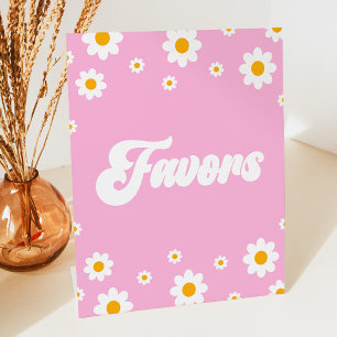 Pink Retro 70's Favours Table Party Sign