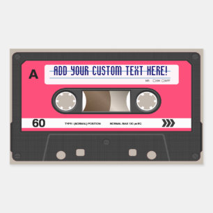 Pink Retro 80s Cassette Tape Personalised Sticker