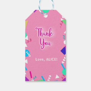 Pink Retro 80s Pattern Birthday Gift Tags