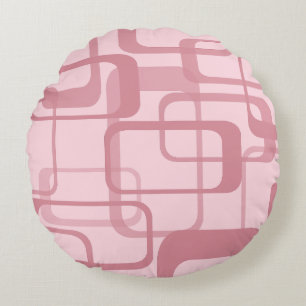 Pink Retro Abstract Pattern Round Cushion