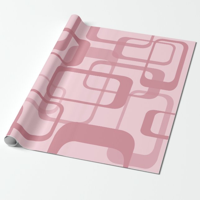 Pink Retro Abstract Pattern Wrapping Paper (Unrolled)