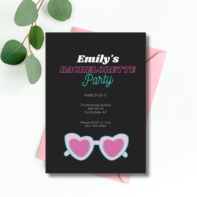 Pink Retro Bachelorette Party Invitation Itinerary (Creator Uploaded)