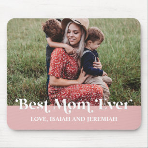 Pink Retro Best Mum Ever Custom Picture Mouse Pad