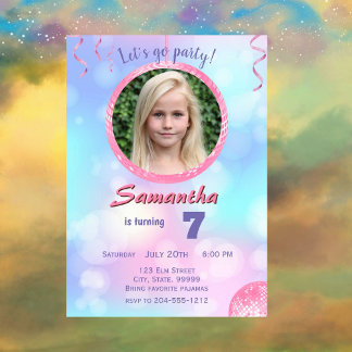 Pink Retro Birthday Girl Invitation  