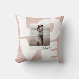 Pink Retro Bold Love Typography with Photo Cushion