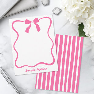 Pink Retro Bow Wavy Border Personalised Card