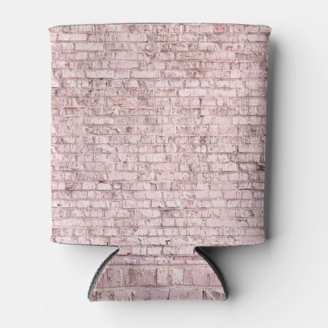 Pink Retro Brick: Saturated Abstract Can Cooler (Front)